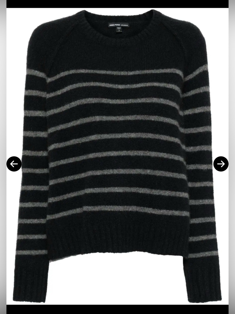 James Perse Cashmere 100% Striped Jumper , size 2/Medium